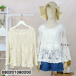 Boho Lace Crochet Long Sleeve Blouse เสื้อเบลาส์ลูกไม้โครเชต์ แขนยาว สไตล์โบโฮ-690201010200
