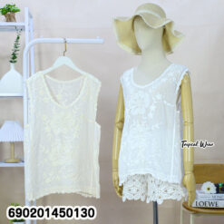 ✨ Floral Embroidered Sleeveless Blouse-690201450130
