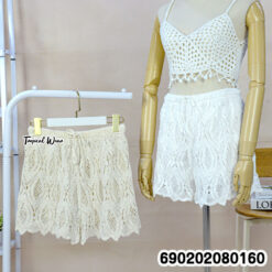 Crochet Knit Lace Shorts กางเกงขาสั้นถักโครเชต์ ลายลูกไม้ - 690202080160