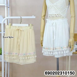 Summer Bohemian Embroidered Tassel Shorts กางเกงขาสั้นปักลาย ชายพู่ สไตล์โบฮีเมียน ซัมเมอร์ - 690202310150