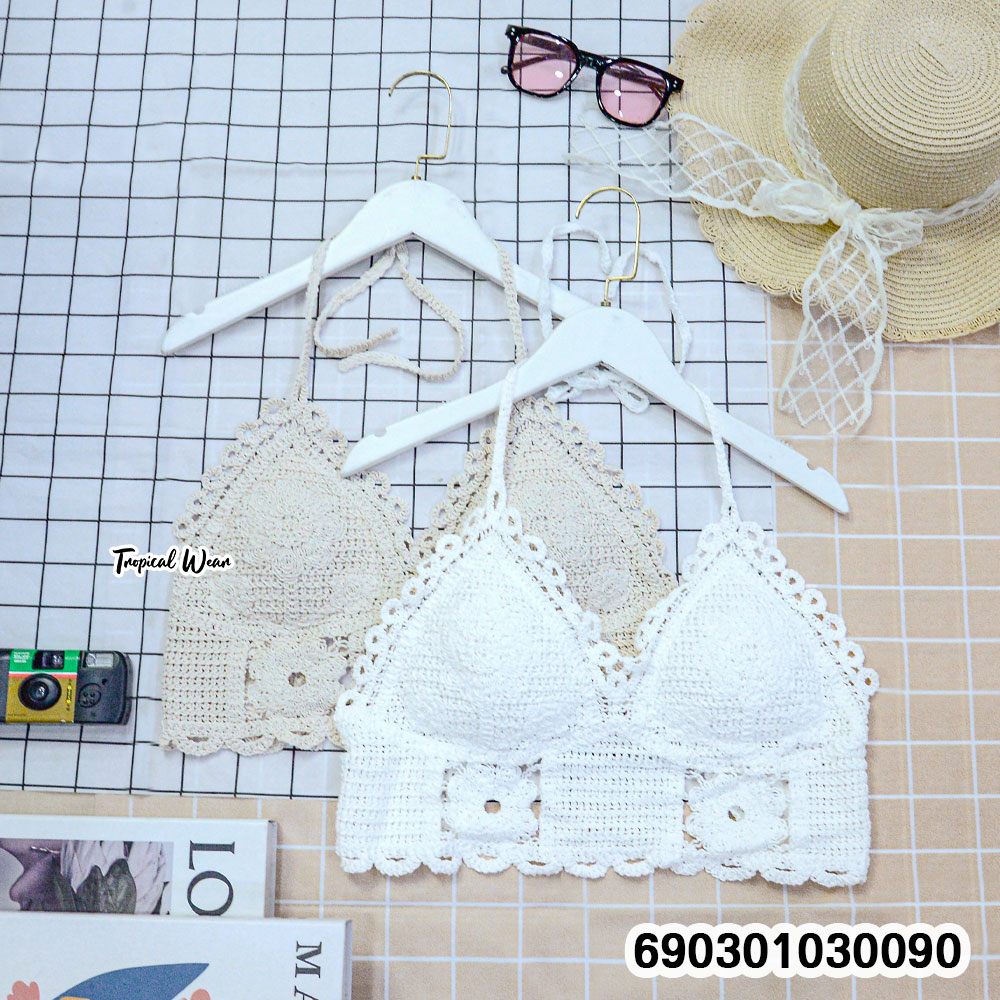 Crochet Halter Crop Top เสื้อถักชายหาดสไตล์ซัมเมอร์-690301030090