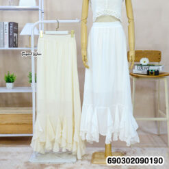 Boho Flowy Ruffle Hem Maxi Skirt - กระโปรงยาวชายระบายสไตล์โบฮีเมียน - 690302090190