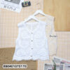 Cotton lace vest top women style with sleeveless button-front silhouette and feminine summer resortwear details.