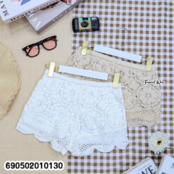 Sweet & Sexy Summer Crochet Shorts-กางเกงขาสั้นฉลุลายลูกไม้-690502010130