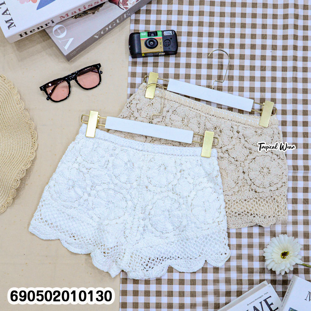 Sweet & Sexy Summer Crochet Shorts-กางเกงขาสั้นฉลุลายลูกไม้-690502010130