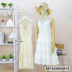 White Boho Ruffle Beach Dress-681033050270