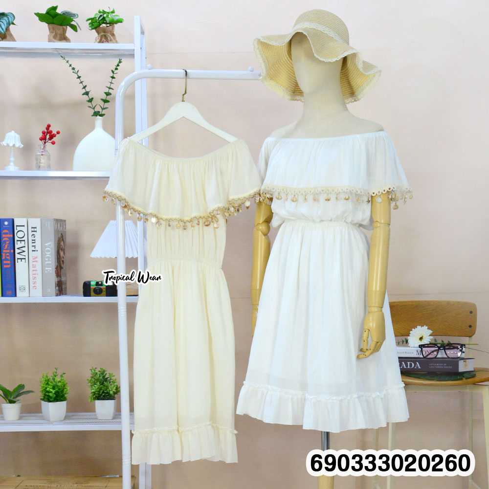 White Boho Ruffle Beach Dress-690333020260