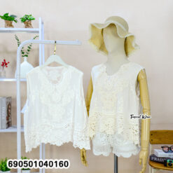 V-Neck Lace Crochet Sleeveless Top -690501040160