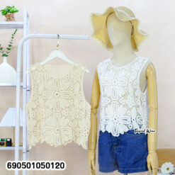 Large Floral Crochet Sleeveless Top-690501050120