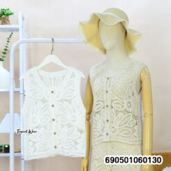 Button-Up Floral Crochet Vest -690501060130