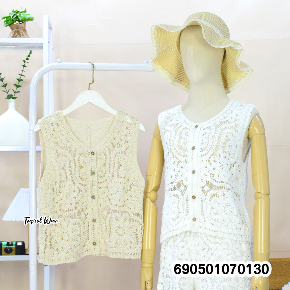 Button-Up Vintage Crochet Vest-690501070130