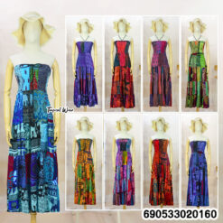 Strapless Patchwork Boho Maxi Dress-690533020160