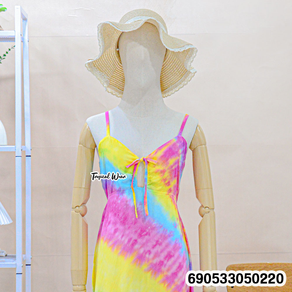 Rainbow Tie-Dye Backless Bow Dress-690533050220 - Image 3