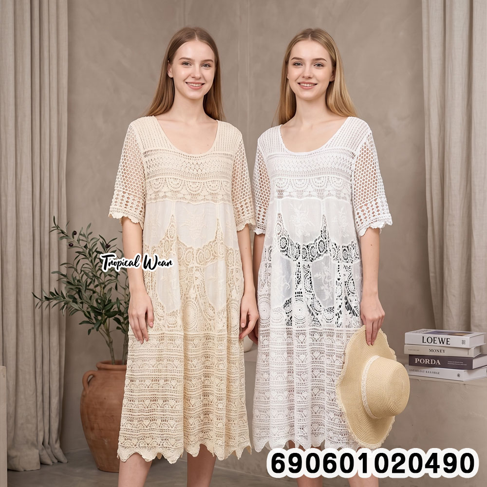 Coastal Breeze Crochet Resort Dress เดรสโครเชต์รีสอร์ทลุคชายทะเล - 690601020490
