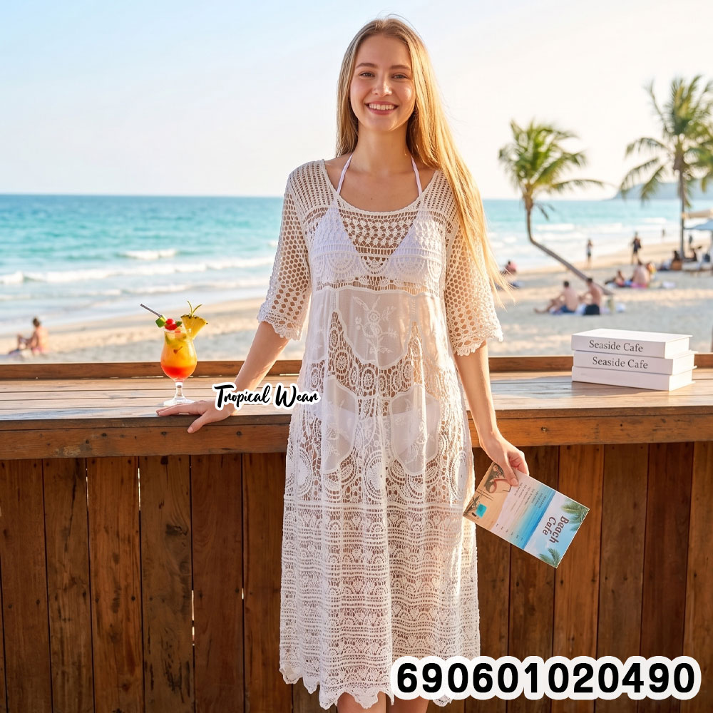Coastal Breeze Crochet Resort Dress เดรสโครเชต์รีสอร์ทลุคชายทะเล - 690601020490 - Image 2