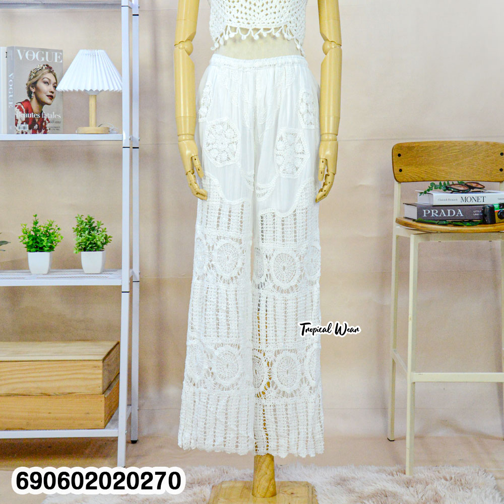 Women's Handmade Crochet Lace Pants กางเกงลูกไม้ถักโครเชต์ผู้หญิง - 690602020270 - Image 4