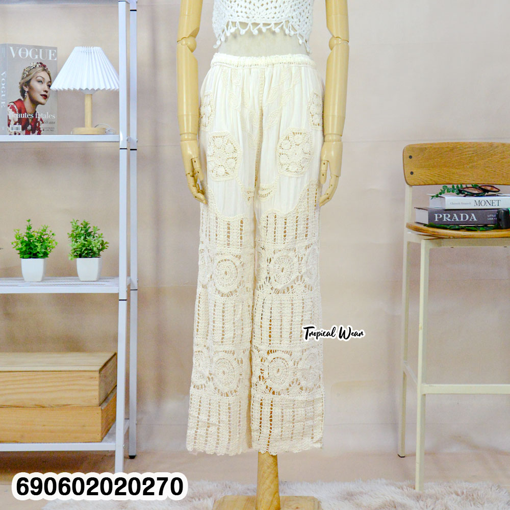 Women's Handmade Crochet Lace Pants กางเกงลูกไม้ถักโครเชต์ผู้หญิง - 690602020270 - Image 5