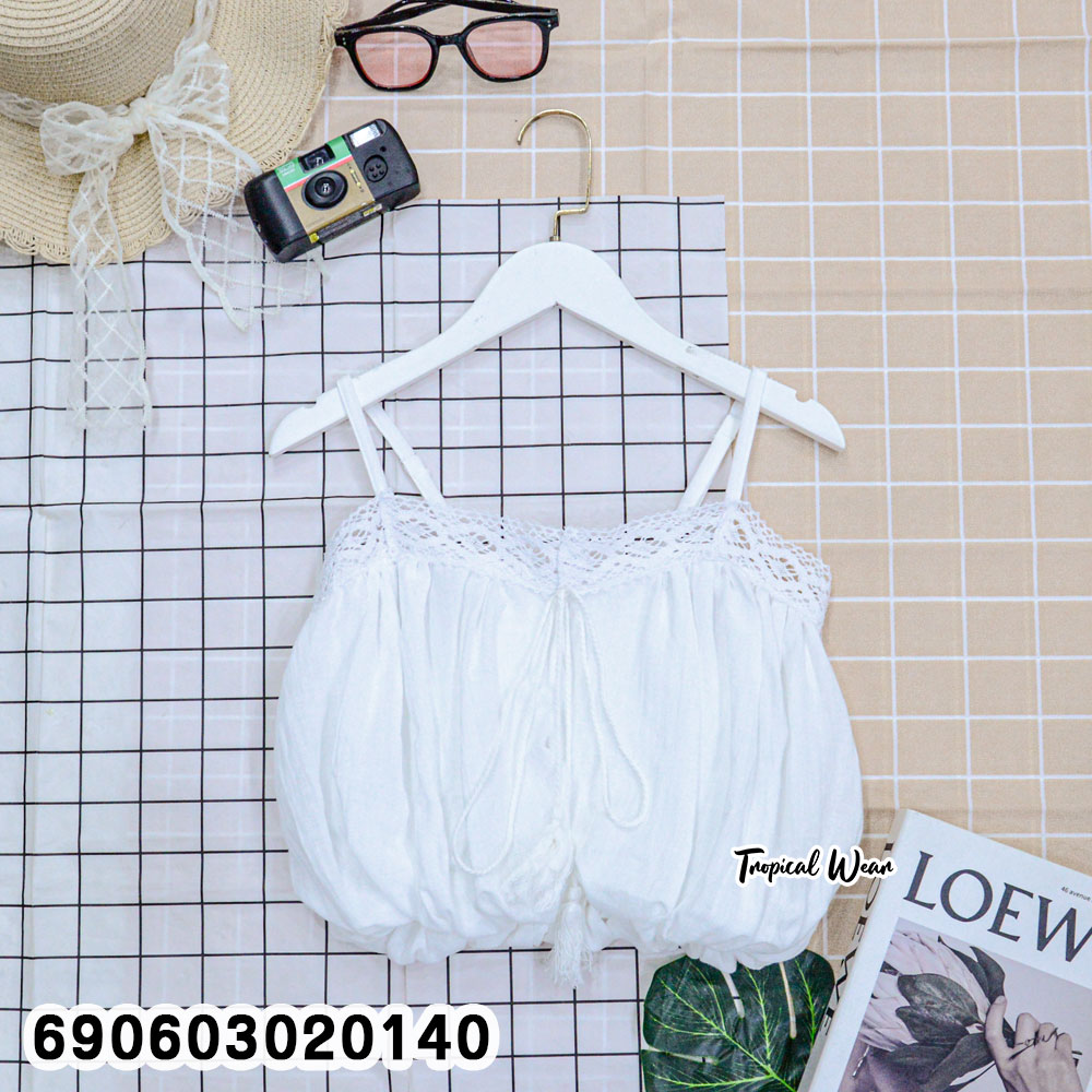 Boho Crochet Balloon Cami Top เสื้อสายเดี่ยวบอลลูนแต่งลูกไม้โครเชต์สไตล์โบโฮ - 690603020140 - Image 5