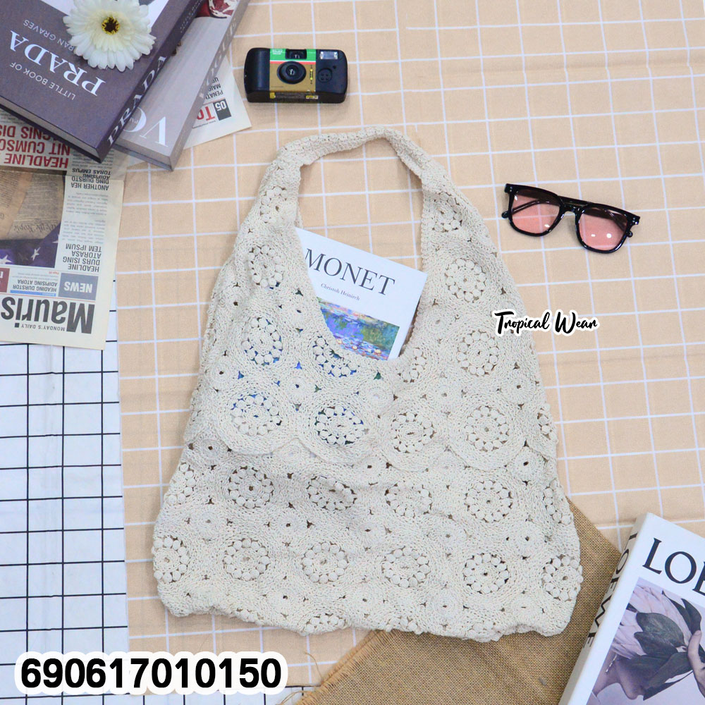 Boho Bloom Crochet Shoulder Bag กระเป๋าสะพายโครเชต์สไตล์โบโฮลายดอกไม้ - 690617010150 - Image 4