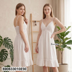 Women's Boho White Lace Sundress เดรสสีขาวลูกไม้สไตล์โบโฮ สำหรับผู้หญิง - 690633010230