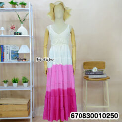 Women's Crochet Maxi Dress Boho Gradient Beach Dress เดรสยาวถักโครเชต์ ไล่เฉดสี สไตล์โบฮีเมียน เที่ยวทะเล - 670830010250 - Image 4