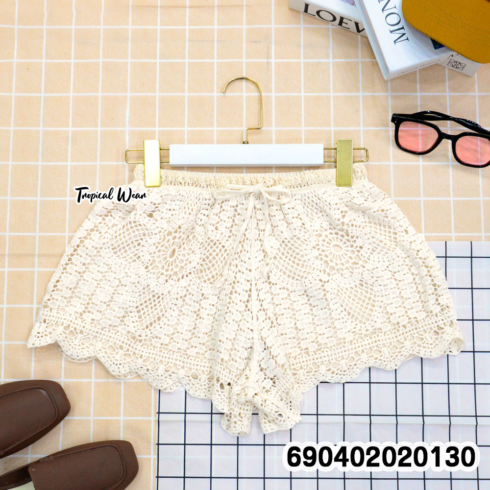 Boho Floral Crochet Knit Shorts กางเกงขาสั้นถักโครเชต์ลายดอก โบโฮ - 690402020130 - Image 4