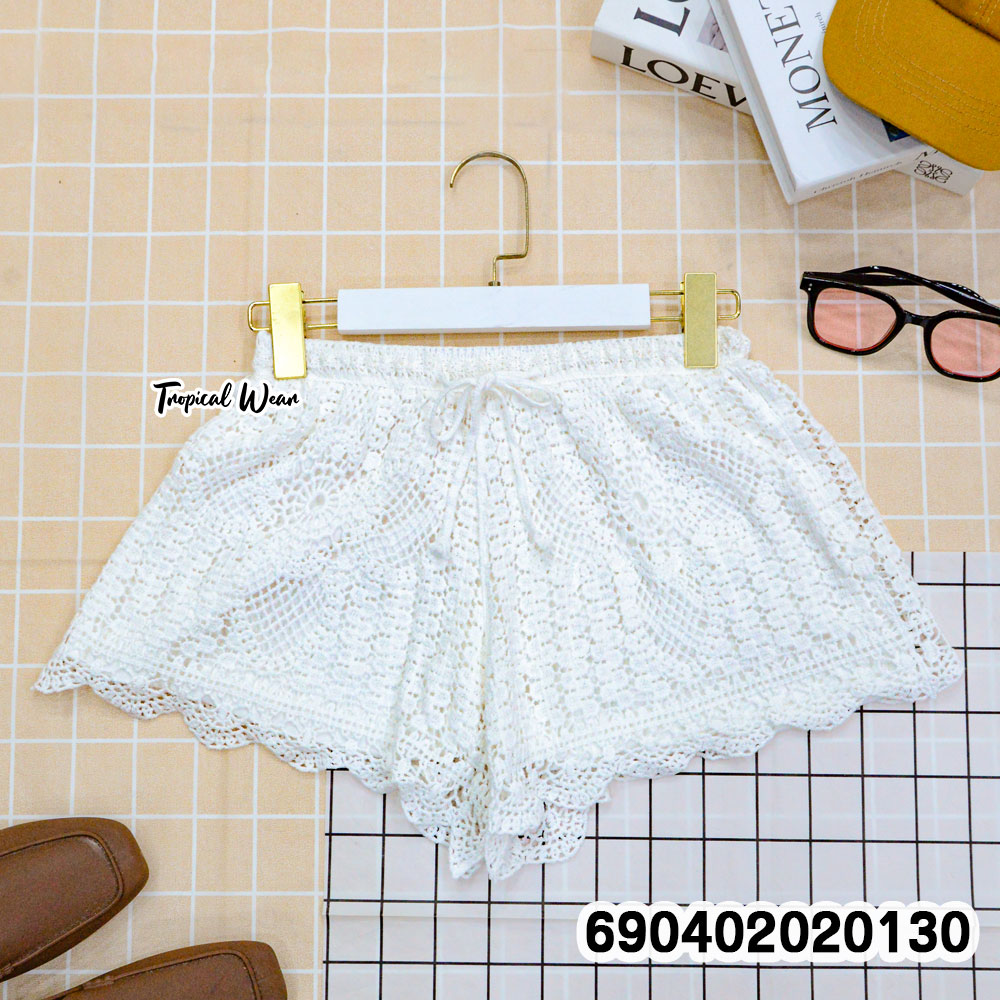 Boho Floral Crochet Knit Shorts กางเกงขาสั้นถักโครเชต์ลายดอก โบโฮ - 690402020130 - Image 6