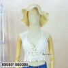 Boho Crochet Halter Top Summer Beachwear Crop Top เสื้อถักโครเชต์คอคล้อง โบโฮ สำหรับเที่ยวทะเล ซัมเมอร์ - 690601060090 - White