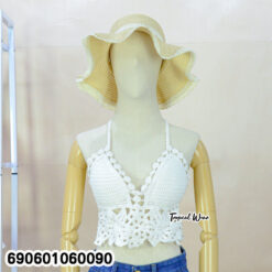 Boho Crochet Halter Top Summer Beachwear Crop Top เสื้อถักโครเชต์คอคล้อง โบโฮ สำหรับเที่ยวทะเล ซัมเมอร์ - 690601060090 - Image 5