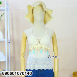Women's Boho Crochet Lace Cami Top Handmade Beachwear เสื้อสายเดี่ยวถักโครเชต์แต่งลูกไม้ สไตล์โบฮีเมียน สำหรับเที่ยวทะเล - 690601070140 - Image 4