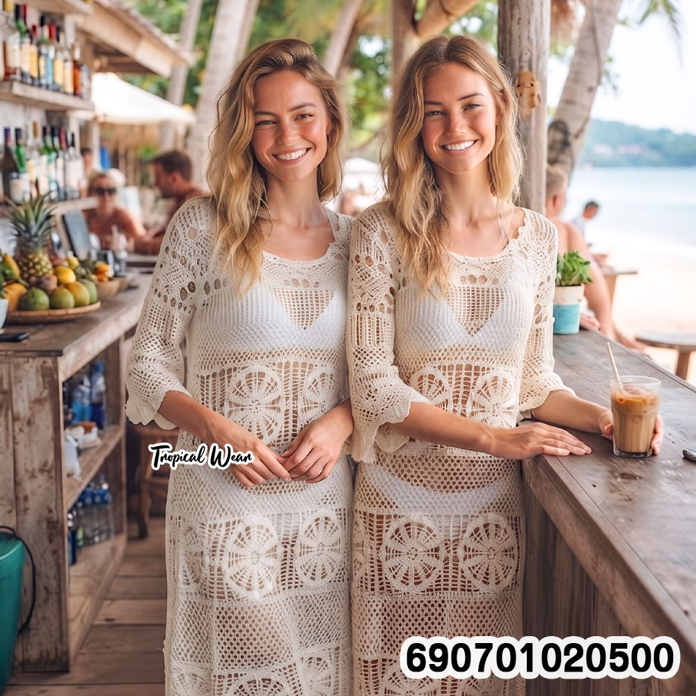 Minimal Crochet Knit Dress Oversized Boho Beach Cover-Up เดรสไหมพรมโครเชต์โอเวอร์ไซซ์ มินิมอล สไตล์โบโฮ คลุมบิกินี่ - 690701020500