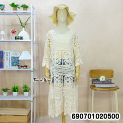 Minimal Crochet Knit Dress Oversized Boho Beach Cover-Up เดรสไหมพรมโครเชต์โอเวอร์ไซซ์ มินิมอล สไตล์โบโฮ คลุมบิกินี่ - 690701020500 - Image 4