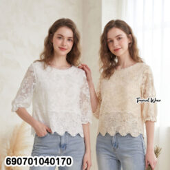 Embroidered Lace Blouse Casual Chic Women's Top เสื้อลูกไม้ปักลาย แฟชั่นผู้หญิง ลุคแคชชวลชิค - 690701040170