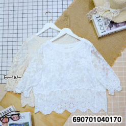 Embroidered Lace Blouse Casual Chic Women's Top เสื้อลูกไม้ปักลาย แฟชั่นผู้หญิง ลุคแคชชวลชิค - 690701040170 - Image 3