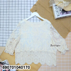 Embroidered Lace Blouse Casual Chic Women's Top เสื้อลูกไม้ปักลาย แฟชั่นผู้หญิง ลุคแคชชวลชิค - 690701040170 - Image 4