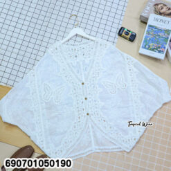 Lace Crochet Cardigan Boho Butterfly Cover Up เสื้อคลุมลูกไม้ แต่งโครเชต์ ลายผีเสื้อ สไตล์โบโฮ - 690701050190 - Image 4