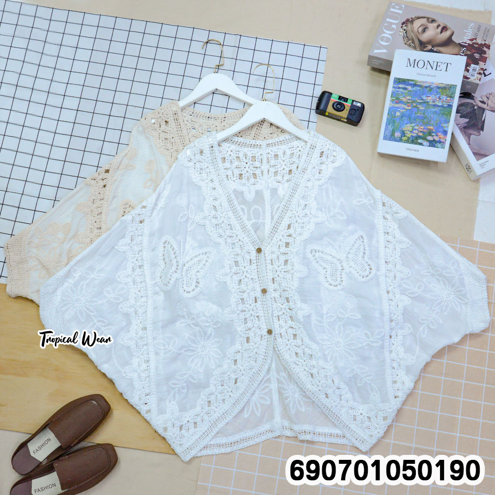 Lace Crochet Cardigan Boho Butterfly Cover Up เสื้อคลุมลูกไม้ แต่งโครเชต์ ลายผีเสื้อ สไตล์โบโฮ - 690701050190 - Image 3