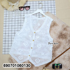 Boho Lace Sleeveless Top Embroidered Vest เสื้อแขนกุดลูกไม้ สไตล์โบโฮ ปักลายดอกไม้ - 690701060130 - Image 5