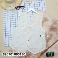 Boho Lace Sleeveless Top Embroidered Vest เสื้อแขนกุดลูกไม้ สไตล์โบโฮ ปักลายดอกไม้ - 690701060130 - Image 6