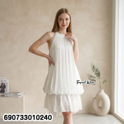 Flowy Halter Mini Dress with Open Back เดรสสายคล้องคอ ทรงพลิ้ว เปิดหลัง ลุคหวาน - 690733010240 - Image 3