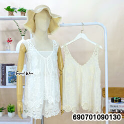 Women's Embroidered Cotton Lace Camisole เสื้อสายเดี่ยวผ้าฝ้าย ปักลายดอกไม้ แต่งลูกไม้ ผู้หญิง - 690701090130 - Image 3