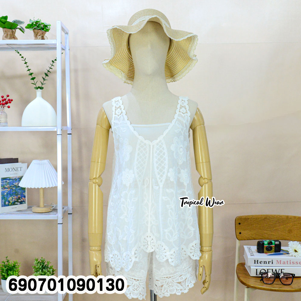 Women's Embroidered Cotton Lace Camisole เสื้อสายเดี่ยวผ้าฝ้าย ปักลายดอกไม้ แต่งลูกไม้ ผู้หญิง - 690701090130 - Image 5