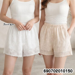 Resort Embroidered Shorts Lightweight Women's Beachwear กางเกงขาสั้นปักลาย สไตล์รีสอร์ท สำหรับเที่ยวทะเล - 690702010150