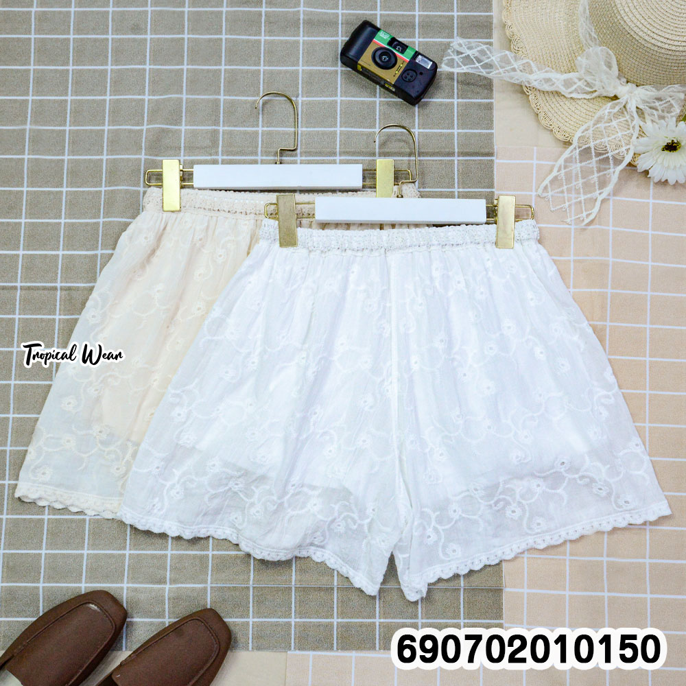 Resort Embroidered Shorts Lightweight Women's Beachwear กางเกงขาสั้นปักลาย สไตล์รีสอร์ท สำหรับเที่ยวทะเล - 690702010150 - Image 3