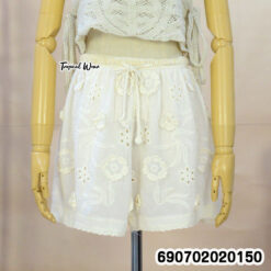 Women's Cotton Embroidered Beach Shorts กางเกงขาสั้นผ้าคอตตอนปักลายผู้หญิง สไตล์เที่ยวทะเล - 690702020150 - Image 5