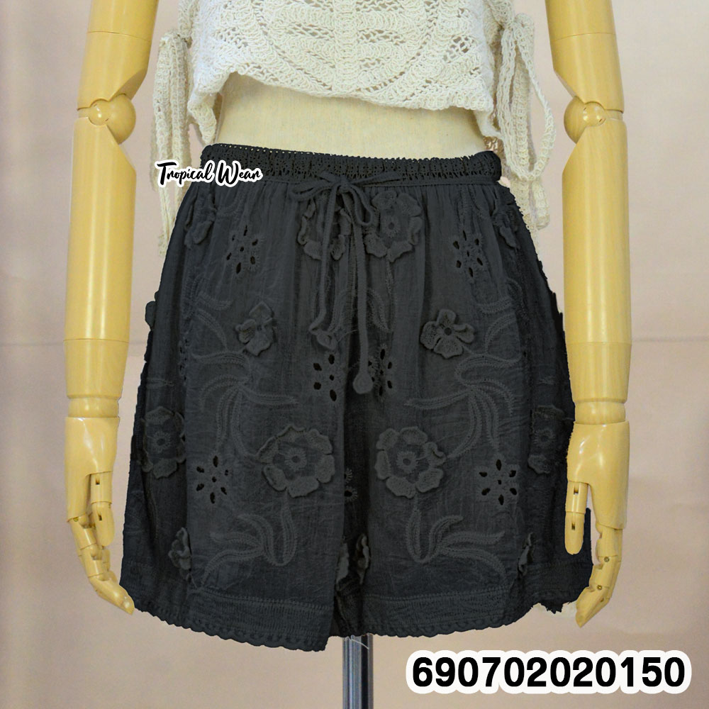 Women's Cotton Embroidered Beach Shorts กางเกงขาสั้นผ้าคอตตอนปักลายผู้หญิง สไตล์เที่ยวทะเล - 690702020150 - Image 4