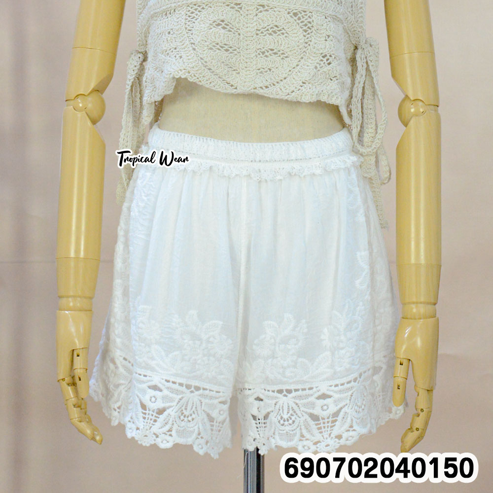 Cotton Lace Floral Casual Shorts กางเกงขาสั้นผ้าคอตตอน ปักดอก แต่งลูกไม้ - 690702040150 - Image 5