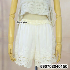Cotton Lace Floral Casual Shorts กางเกงขาสั้นผ้าคอตตอน ปักดอก แต่งลูกไม้ - 690702040150 - Image 4