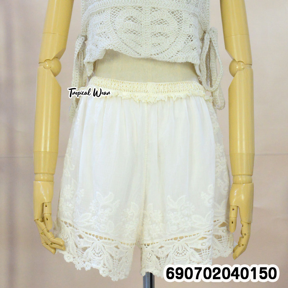 Cotton Lace Floral Casual Shorts กางเกงขาสั้นผ้าคอตตอน ปักดอก แต่งลูกไม้ - 690702040150 - Image 4
