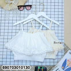 Women's Ruffle Off Shoulder Crop Top Elegant Summer Blouse เสื้อครอประบาย เปิดไหล่ผู้หญิง เสื้อแฟชั่นซัมเมอร์ เรียบหรู - 690703010130 - Image 3
